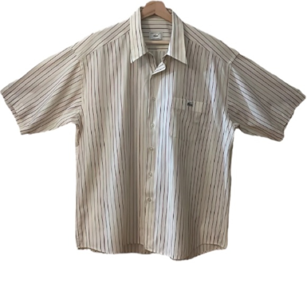 Lacoste Striped Short Sleeve Button-Down Shirt Size 45